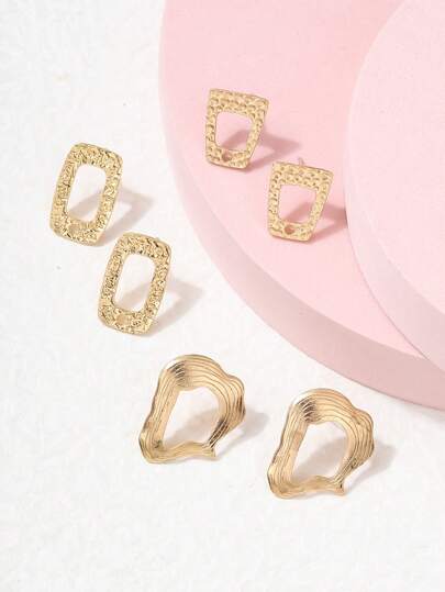 10pcs Luxury Textured Metal DIY Earrings Accessory For Women For Jewelry Making