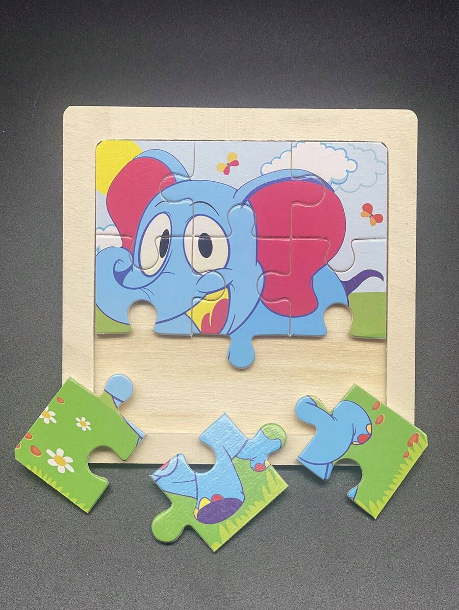 1套大象樣式七巧板,搞笑啟蒙益智玩具適用於兒童早期教育 - 淺藍色 - 查看 1