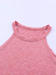 CILKOO Áo tank top cổ yếm trơn màu, kiểu dáng thường ngày, đa năng dành cho nữ. - Hồng - Xem 4