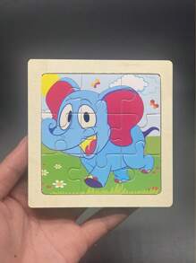 1套大象樣式七巧板,搞笑啟蒙益智玩具適用於兒童早期教育 - 淺藍色 - 查看 3