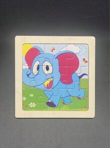 1套大象樣式七巧板,搞笑啟蒙益智玩具適用於兒童早期教育 - 淺藍色 - 查看 5