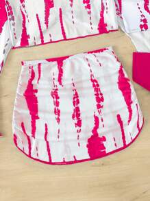 Ensemble bikini à imprimé tout-aller avec cache-maillot à volants pour adolescentes, ensemble assorti pour l'été et la plage