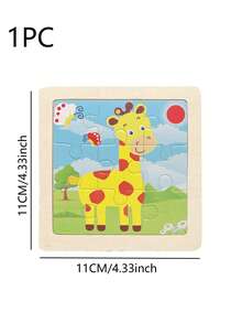 1入組七巧板拼圖玩具木,搞笑卡通長頸鹿圖案益智玩具適用於兒童 - 黃色 - 查看 2