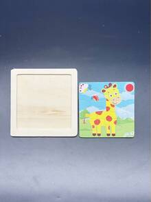 1入組七巧板拼圖玩具木,搞笑卡通長頸鹿圖案益智玩具適用於兒童 - 黃色 - 查看 4
