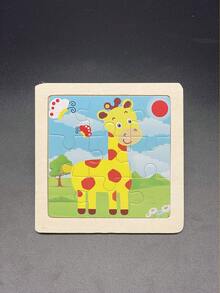 1入組七巧板拼圖玩具木,搞笑卡通長頸鹿圖案益智玩具適用於兒童 - 黃色 - 查看 5