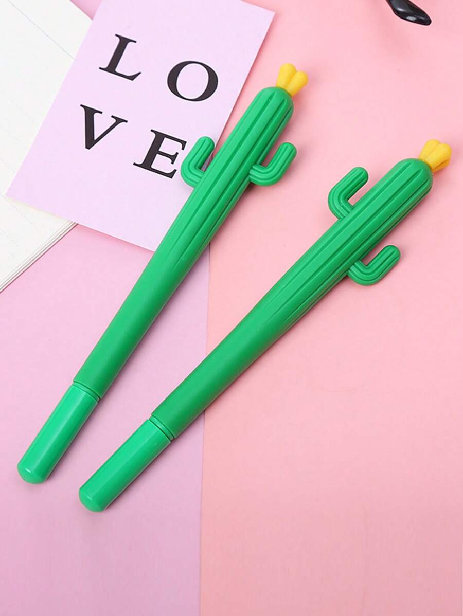 1pc Cactus Design Gel Pen, Creative Portable Gel Rollerball Pen For Student, Writing, Painting