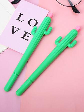 1支仙人掌設計中性筆，創意便攜式中性筆，適合學生、書寫、繪畫