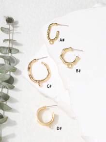 10pcs Minimalist C Shape DIY Earrings Accessory For Women For Jewelry Making - Yellow Gold - View 2