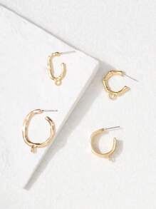 10pcs Minimalist C Shape DIY Earrings Accessory For Women For Jewelry Making - Yellow Gold - View 5