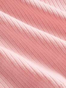 SHEIN MOD Áo nữ Bất đối xứng Lộ Lưng Gân đan màu trơn Giải trí - Màu Hồng baby - Xem 4