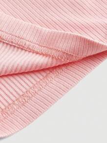 SHEIN MOD Áo nữ Bất đối xứng Lộ Lưng Gân đan màu trơn Giải trí - Màu Hồng baby - Xem 3