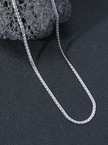 男士極簡鏈條樣式項鍊 - 銀色 - 查看 2