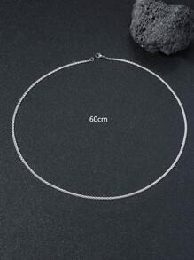 男士極簡鏈條樣式項鍊 - 銀色 - 查看 3