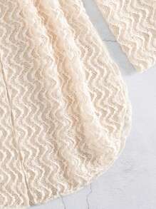 Solid Open Front Slit Side Kimono, For Summer Beach Vacation - Apricot - View 4