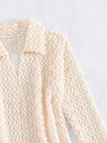 Solid Open Front Slit Side Kimono, For Summer Beach Vacation - Apricot - View 5