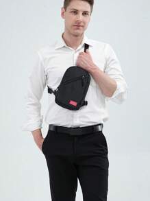 TINYAT Men Breast Package Students Outdoor Sports And Casual Bag Canvas Water-Resistant Bag Backpack Chest Bag - Black - View 1