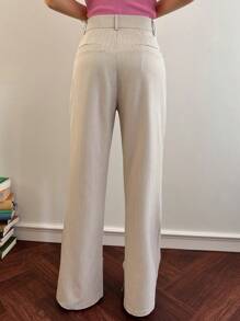 DAZY Women Suit Pants Nút Túi Dây kéo màu trơn - Màu Khaki - Xem 2