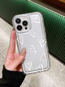 心形印花防震手机保护壳，时尚手机配件，适用于 Apple 11、12、13、14、15 Pro Max/13 Pro Max、XR、XS、16、16 Pro Max 和 A54 5G、A52、A14、A15、A12、S22、S21 系列，情人节礼物 - 白色 - 查看 3