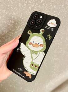 卡通鴨圖案防摔手機殼 - 黑與白 - 查看 2