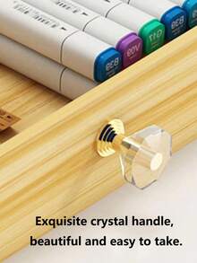 1入組木製文具收納盒，學生用簡約多格筆筒，辦公文具收納 - 彩色 - 查看 3