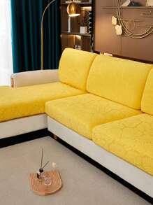 1入組樹葉圖案沙發座套客廳用現代滌綸沙發靠墊套 - 黃色 - 查看 1