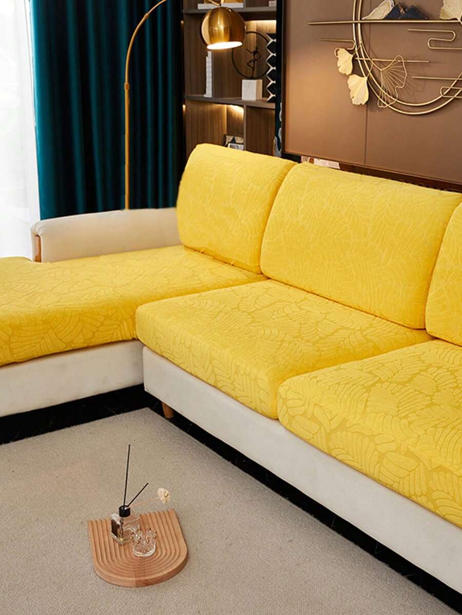 1入組樹葉圖案沙發座套客廳用現代滌綸沙發靠墊套 - 黃色 - 查看 1