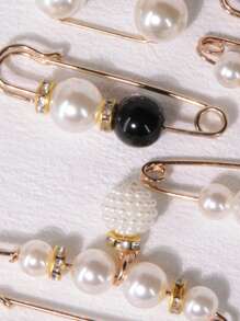 8 件套女士围巾仿梨装饰翻领防滑扣，衣服裙子腰带裤子收紧扣胸针别针，无需缝纫，可调节腰带，珍珠胸针适合日常使用 - 彩色 - 查看 4