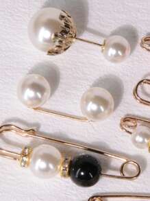 8 件套女士围巾仿梨装饰翻领防滑扣，衣服裙子腰带裤子收紧扣胸针别针，无需缝纫，可调节腰带，珍珠胸针适合日常使用 - 彩色 - 查看 5