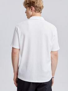 Manfinity RebelGame Men Solid Textured Shirt - White - View 2