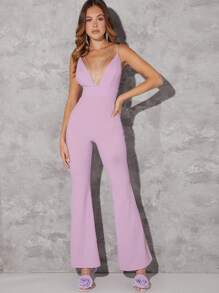 Hauture 後綁帶交叉背心飛褲連身裝 - 紫丁香色 - 查看 1