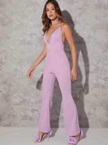 Hauture 後綁帶交叉背心飛褲連身裝 - 紫丁香色 - 查看 3