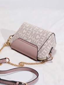 Bolsa cuadrada mini con estampado de letra con solapa con cadena PU de moda - Multicolor - Ver 6