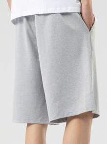 Manfinity Hypemode Men Slogan Graphic Patched Shorts - Grey - View 2