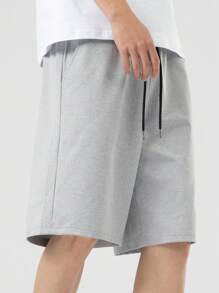 Manfinity Hypemode Men Slogan Graphic Patched Shorts - Grey - View 4