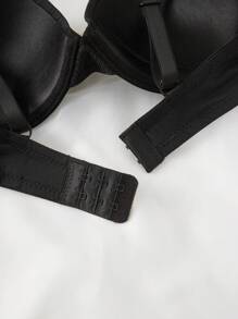 SHEIN حمالة صدر موحدة اللون حلقة معدني - الأسود - مشاهدة 4