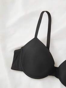 SHEIN حمالة صدر موحدة اللون حلقة معدني - الأسود - مشاهدة 5