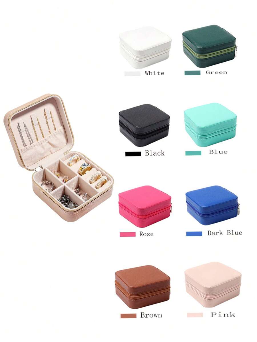 1pc Casual Minimalist Jewelry Box For Women For Jewelry Storage - Beige - View 1