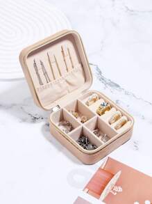 1pc Casual Minimalist Jewelry Box For Women For Jewelry Storage - Beige - View 6