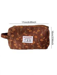 1 Túi Đựng Đồ Trang Điểm Bằng Vải Nhung Thời Trang Họa Tiết Hoa Retro Và Thông Thường Dung Tích Lớn Đa Chức Năng Đựng Đồ Trang Điểm Cho Dụng Cụ Trang Điểm Có Dây Kéo Dụng Cụ Trang Điểm Túi Đựng Mỹ Phẩm Bền Và Di Động Để Đi Du Lịch Và Ký Túc Xá Đại Học Dành Cho Phụ Nữ Và Trẻ Em Gái Du Lịch Cần Thiết - màu nâu - Xem 2