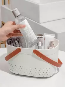 1pc Plastic Storage Basket For Washing Supplies - White - View 5