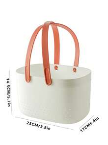 1pc Plastic Storage Basket For Washing Supplies - White - View 2