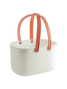 1pc Plastic Storage Basket For Washing Supplies - White - View 4