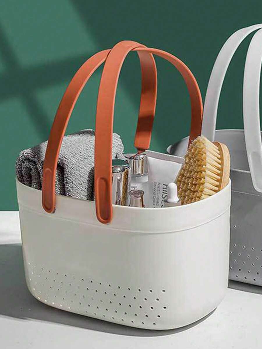 1pc Plastic Storage Basket For Washing Supplies - White - View 1