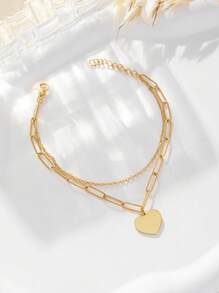 1 Cái Thời Trang Bằng Thép Không Gỉ Mặt Dây Chuyền Trái Tim Hàng Ngày Của Phụ Nữ Trang Trí Lớp Vòng Chân - Vàng - Xem 2