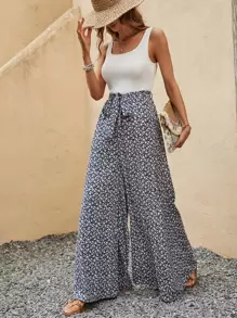 SHEIN VCAY Áo liền quần nữ Thắt lưng Họa tiết hoa Boho - Nhiều màu - Xem 1