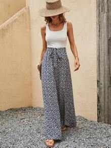 SHEIN VCAY Áo liền quần nữ Thắt lưng Họa tiết hoa Boho - Nhiều màu - Xem 4