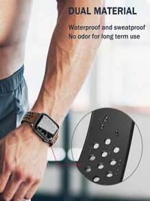 1pc Apple Watch Strap, Brown Silicone Leather Men's And Women's Watch Strap, Hole Design Breathable And Sweat-Wicking, Soft And Comfortable, Sporty Style, Compatible With Apple Watch Ultra2/1 9 8 7 6 5 4 3 2 1se, Compatible With Apple Watch Band 38mm 41mm 42mm 45mm 40mm.Apple Watchband - Coffee Brown - View 3