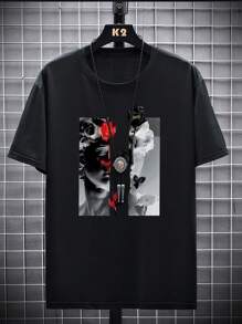 Manfinity Homme Áo thun & Áo lót Nam Hoa Giải trí - màu đen - Xem 3