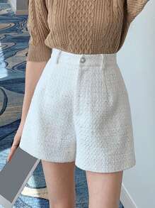 DAZY High Waist Wide Leg Shorts - White - View 1