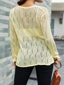 AAmilife Cárdigan unicolor con botón delantero sin top de tirantes - Amarillo - Ver 2